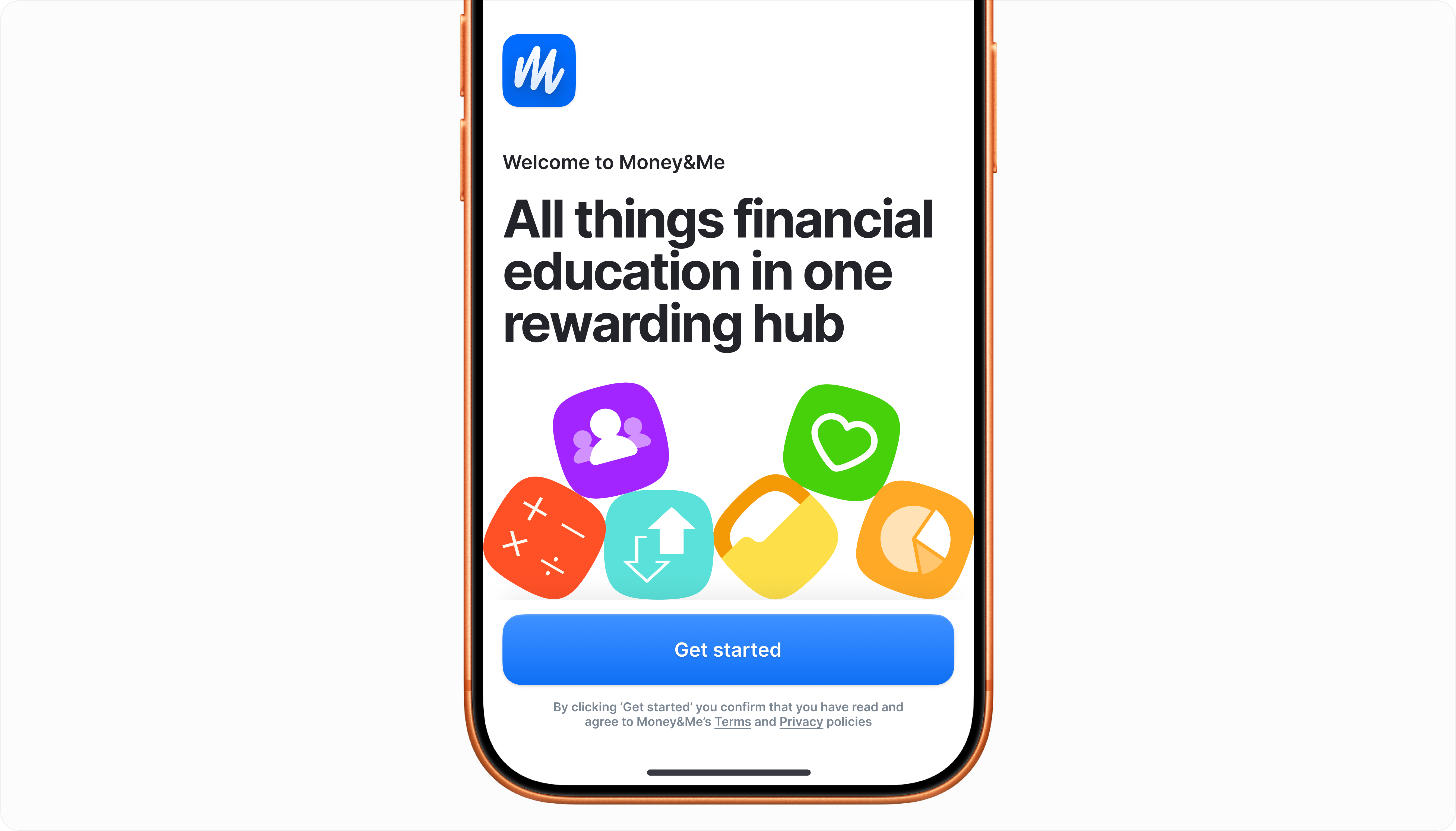 Money&Me app onboarding screen